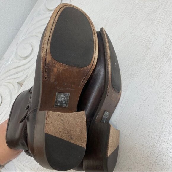 FRYE LYNN STRAP SHORT ANKLE BOOTS BOOTIES LEATHER BROWN 7B - Picture 9 of 9